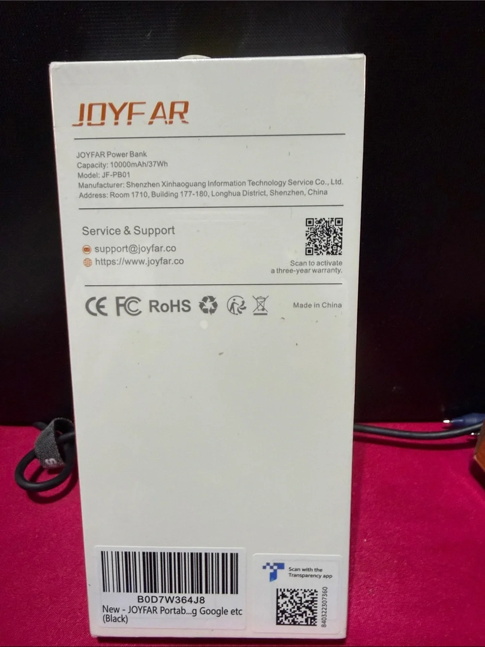 10000mAh White Portable Power Bank - Slim Rechargeable Charger